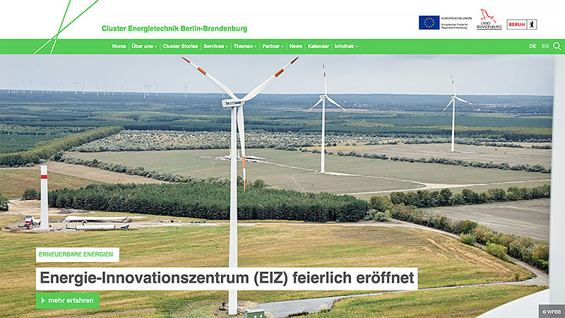 Webseite Cluster Energietechnik Berlin-Brandenburg